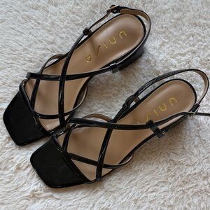 Patent Low-Heeled Sandals